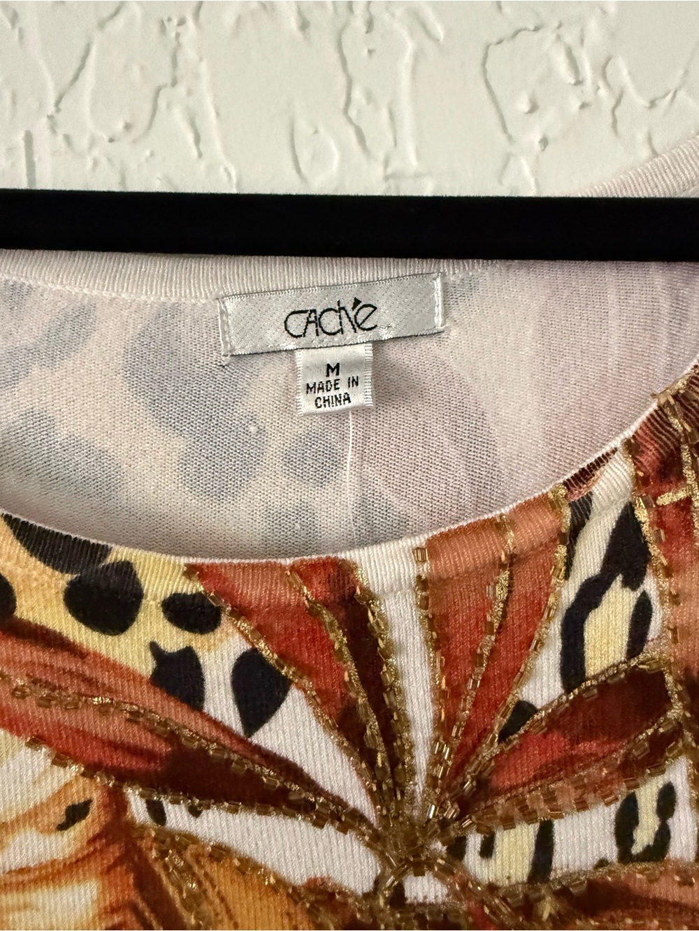 Cache Yellow Floral & Leopard Print Scoop Neck Long Sleeve Top - Picture 3 of 5